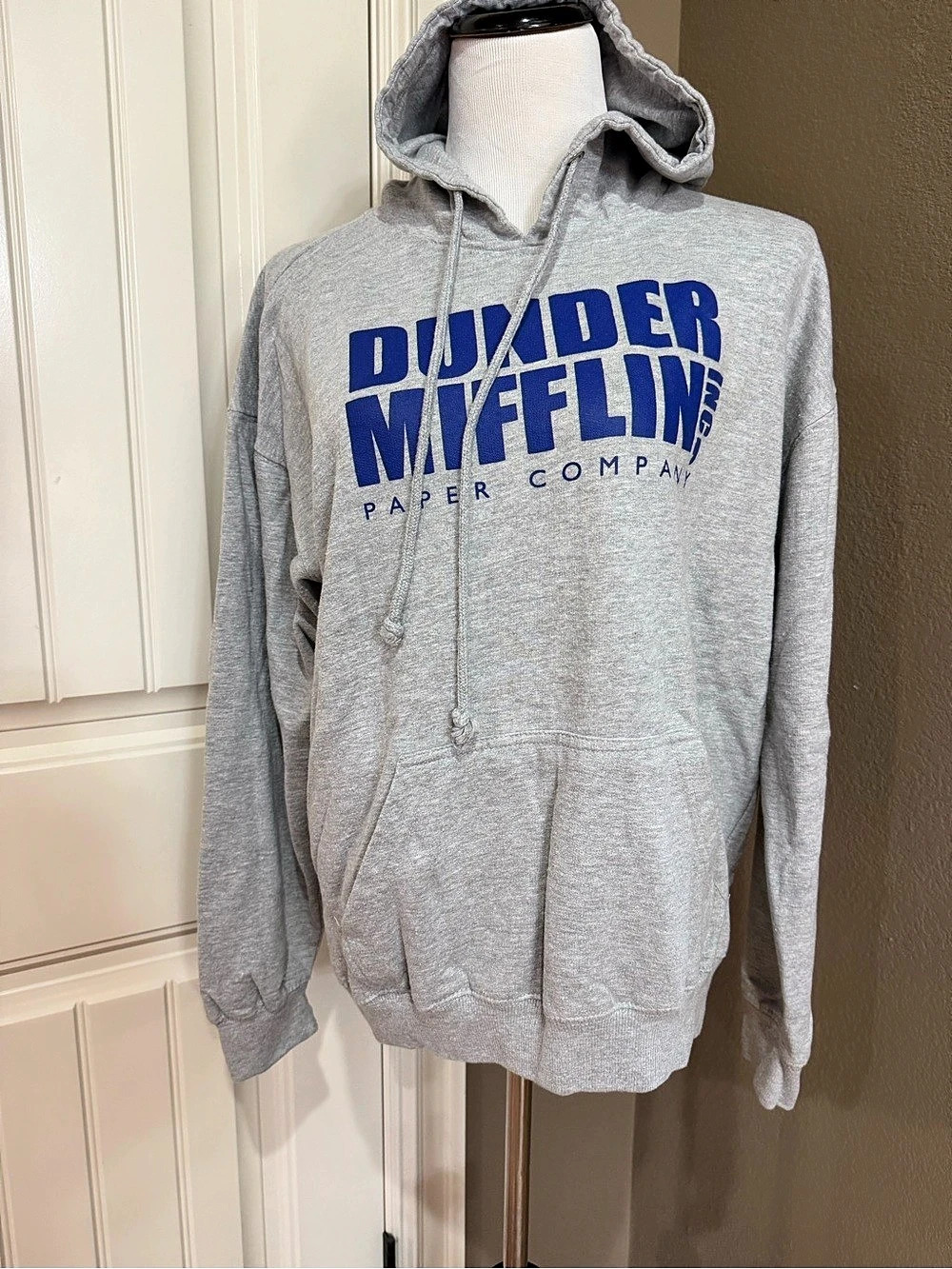 the Office Dunder Mifflin Paper Company Hoodie Gray Blue Hoodie Size Large